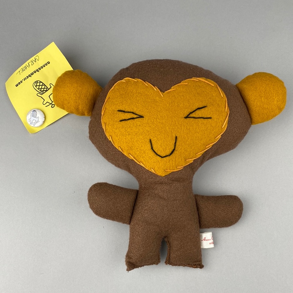 Handmade Art Toy Monkey Plush "Caramel" Stuffed Animal Anna Chambers